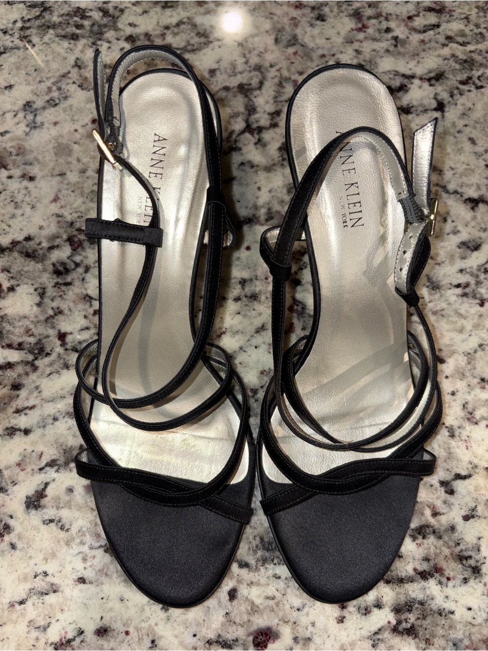 Anne Klein Black Strappy Slingback heels